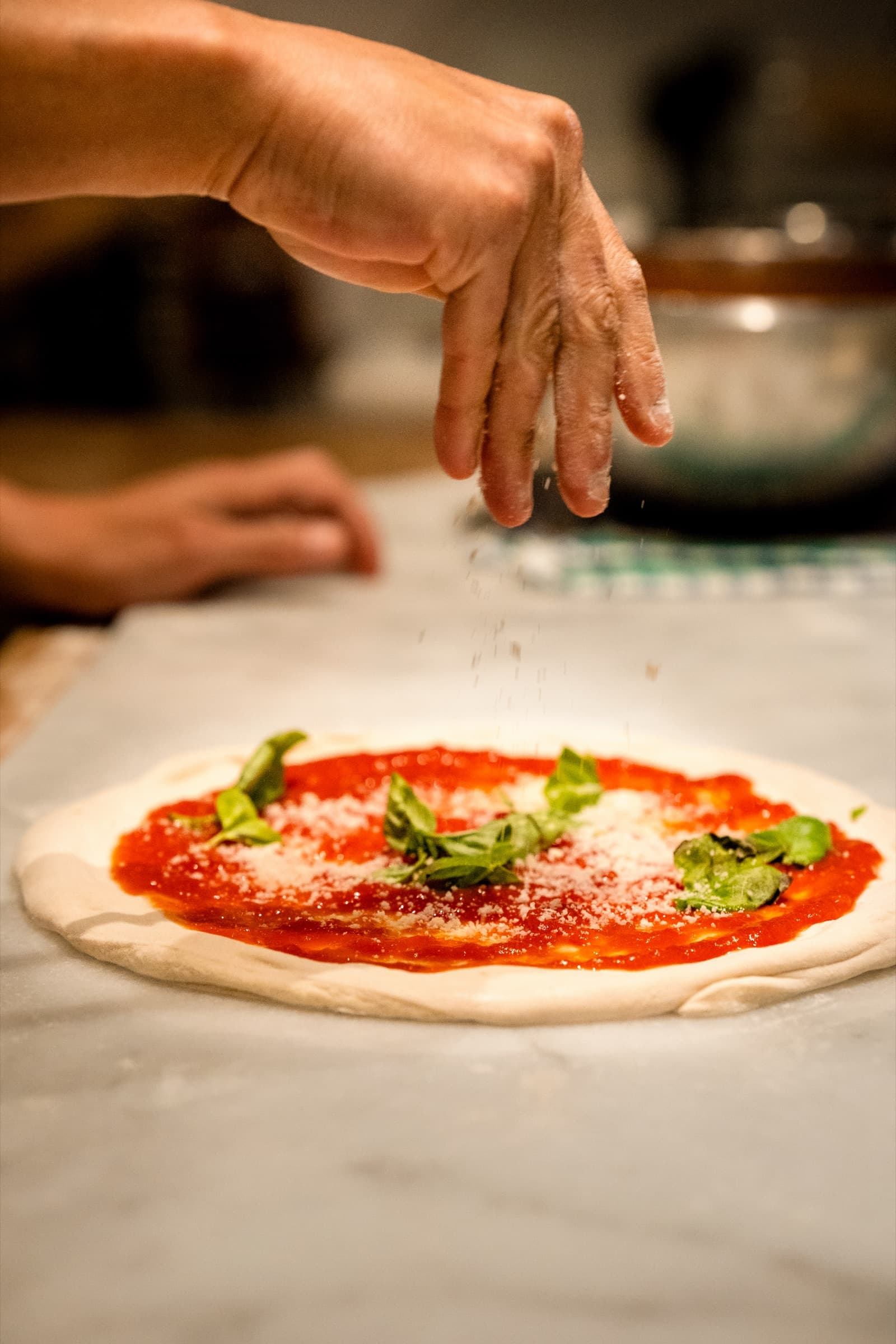 Massa napolitana em preparação